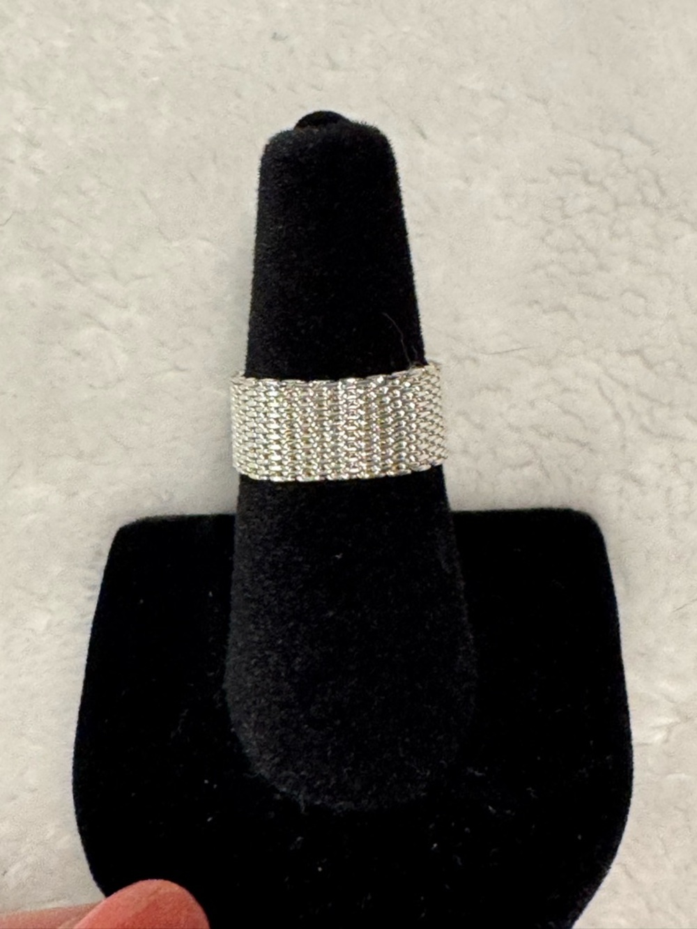 Silver Wide Mesh Band Ring - Women Jewelry